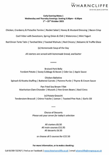 Evening Menu 1 - October 2025
