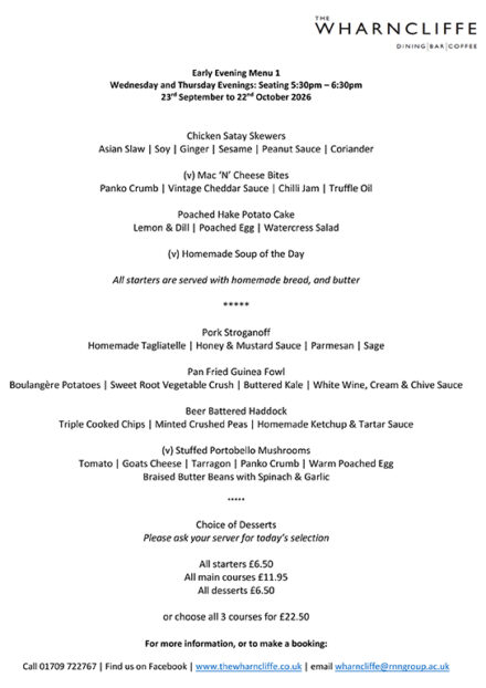 Evening Menu 1 Sep-Oct 2026