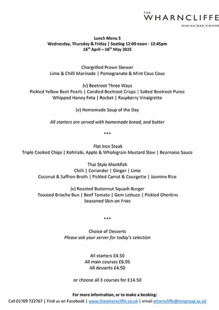 Lunch menu - April/May 2025