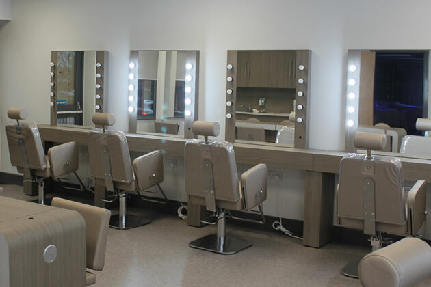 North Notts College salon chairs and mirrors