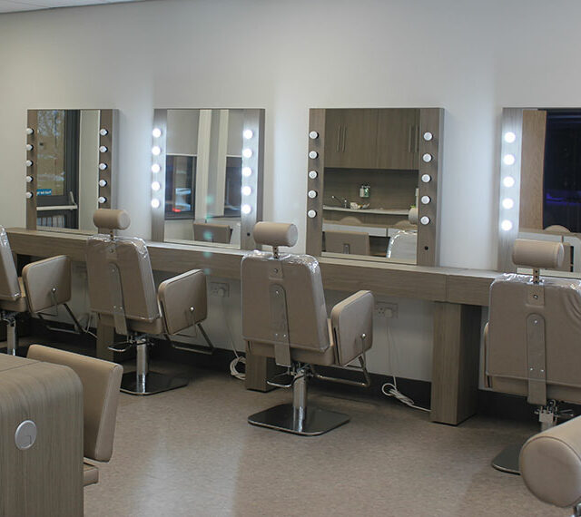 North Notts College salon chairs and mirrors