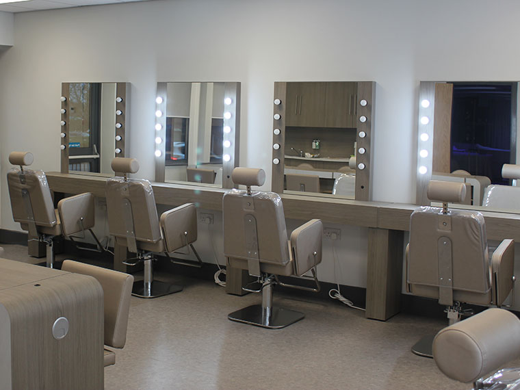 North Notts College salon chairs and mirrors