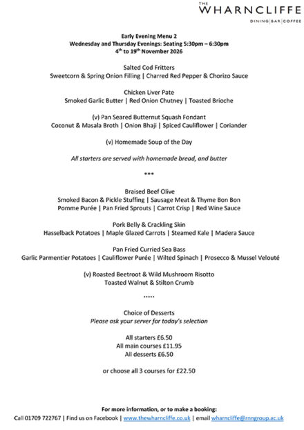 Evening menu 2 Nov 2026